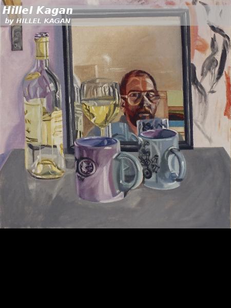 Mirror, Bottle, Glass and MacGregor Mugs