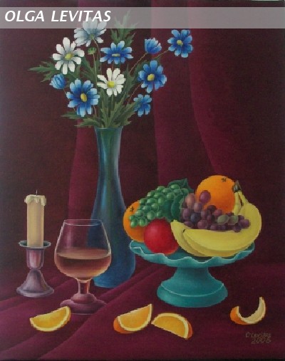 Still life on burgundy background